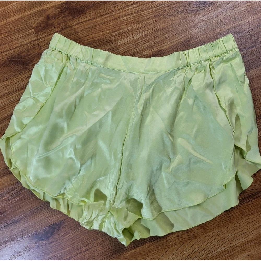 Lunya Washable Silk Women's Pajama Set Tulip-back Tank & Shorts Lime Green Large - Picture 3 of 5